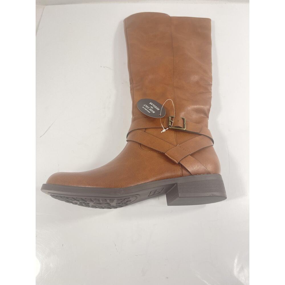Style & Co Boots Womens Size 7.5 Brown MARGOOP Knee High Riding Buckle Zip - Picture 3 of 13